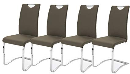 Robas Lund, Stuhl, Esszimmerstuhl, Schwingstuhl Köln, 4er Set, Braun, 57 x 43 x 100 cm