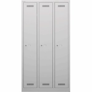 Bisley Garderobenschrank Monobloc 3 Abteile einstöckig lichtgrau
