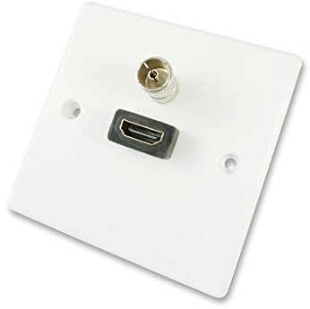 C4A® TV Aerial and HDMI Wall Plate/No Soldering simple Installation/White Faceplate