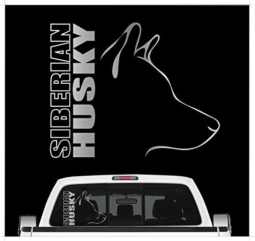 siviwonder Auto Aufkleber Siberian Husky Profil Hundeaufkleber Silber metallic