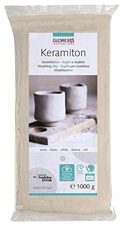 Glorex Keramiton, Weiss 1000g 6 1780 702-Keramiton Bianco, 1000 g di Argilla da modellazione, indurente all'Aria e combustibile, inodore, per Ceramica e Artigianato, Clay, White, unità