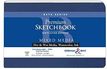 Stillman & Birn Beta Series Softcover Sketchbook, 8.5 x 5.5, 270 gsm (Extra Heavyweight), White Paper, Cold Press Surface
