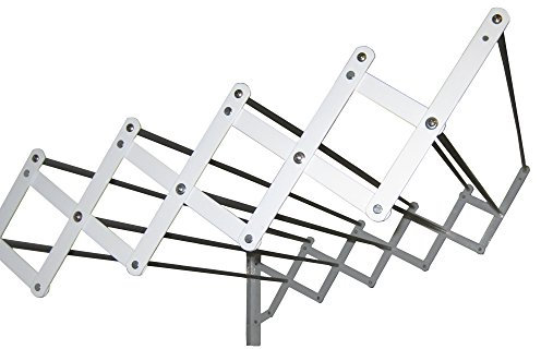 Sauvic Tendedero Extensible con fleje Acero plastificado Blanco y 10 Varillas de Aluminio de 120 cm.