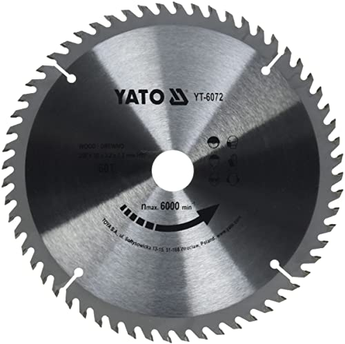 Yato TCT Lame de scie circulaire 250 mm, 60 dents alésage 30 (yt-6072)