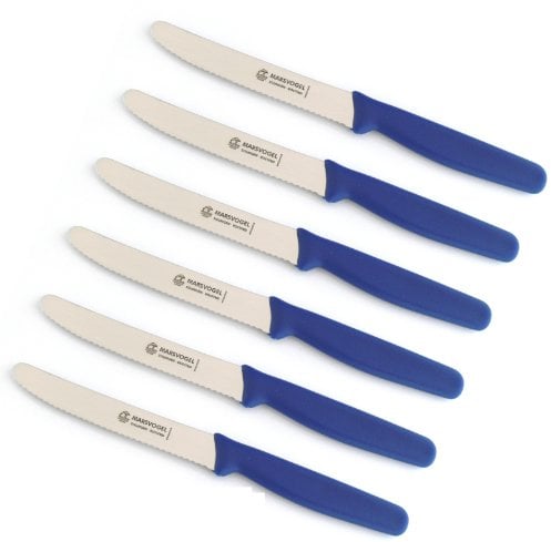 6 Pieza Mesa Cuchillo PP Azul Mars pájaro Solingen # 13 05 03 Menú Cuchillos