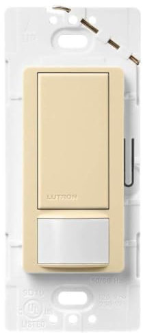 Lutron Maestro Motion Sensor Light Switch for Bathroom, Garage, Laundry Room, and Closet, for Any Light Bulbs, Occupancy and Vacancy Sensor, Single-Pole Only, No Neutral Required, MS-OPS5M-IV, Ivory