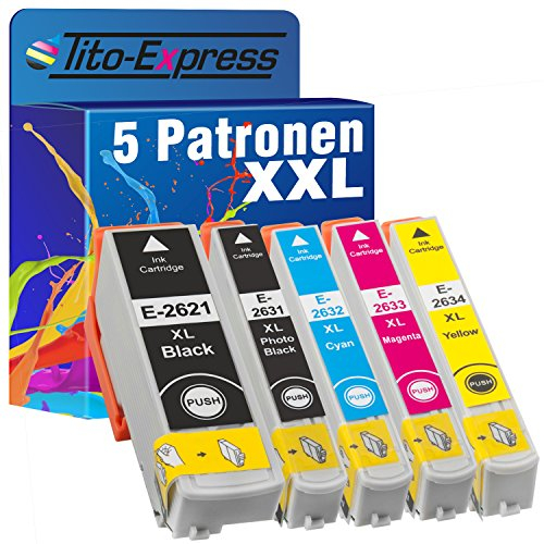 Tito-Express PlatinumSerie 5 Patronen XXL kompatibel mit Epson T2621 T2631 T2632 T2633 T2634 26XL | Für Epson Expression Premium XP 510 520 600 605 610 615 620 625 700 710 720 800 810 820