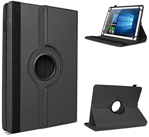 UC-Express Tablet Schutzhülle für 10-10.1 Zoll Tasche aus hochwertigem Kunstleder Hülle Standfunktion 360° Drehbar Universal Case Cover, Farben:Schwarz, Tablet Modell für:Sony Xperia Z2 Tablet 10.1