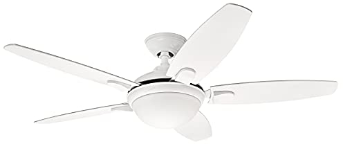HUNTER FAN Deckenventilator Contempo 132 cm für den Innenbereich, mit Beleuchtung & Fernbedienung, Weiß, 5 umkehrbare Flügel in Schneeweiß und Eiche Hell, optimal für Sommer oder Winter, Modell 50613