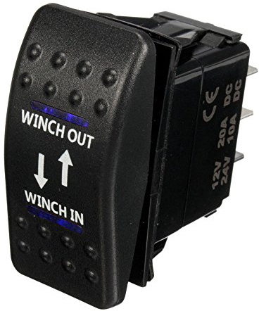 Mintice Vehículo 12V 20A LED Azul Luz Interruptor de Palanca Basculante Momentáneo Botón Pulsador Conmutador Impermeable Coche 7Pin Winch In out