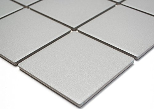 Mosaik Quadrat uni steingrau rutschhemmend R10B Keramik rutschsicher trittsicher anti slip rutschfest Duschtasse Boden Küche Bad WC, Mosaikstein Format: 97x97x6 mm, Bogengröße: 300x300 mm, 1 Bogen / Matte