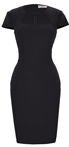 GRACE KARIN Vintage Kleid schwarz Rockabilly Kleid Damen Pencil Kleid festlich Etuikleider S CL8947-1