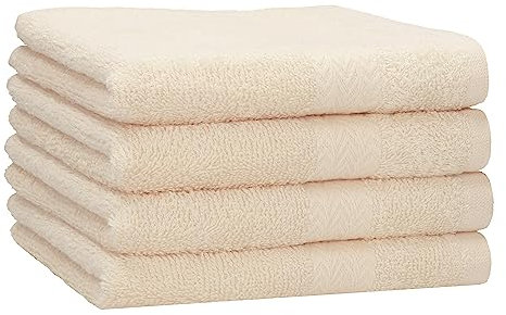 Betz 4 Stück Strandtücher Duschtücher Set Größe 70x140 cm Duschhandtuch Badetuch Strandtuch Handtuch Premium 100% Baumwolle Farbe beige