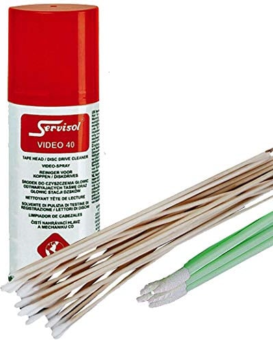 Music Centre Maintenance: Sponge Foam Cleaning Swab Buds, Cotton Tipped Cleaner Buds, Fluid, Servisol Video 40. Cleans: Cassette Tape Recorders, Answer Machines, Video Recorders, Computer Drives