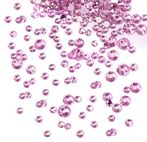 Jollin 3456 dijes de cristal con parte trasera plana, piedras preciosas para arte de uñas, 6 tamaños, ss4~ss12, rosa