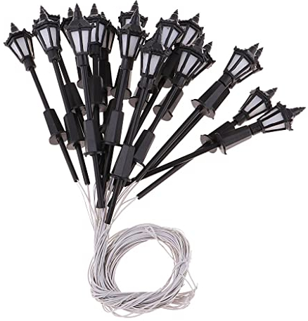20 Stück Mini Laternenpfahl, Straßenlaterne Modellbau, Straßenlampe Modell, Mini Straßenpost Lichter Modellbahn Zug für Eisenbahn Puppenhaus Mikro Landschaft, Spannung 3V, Strom 20MA, T01 1:100