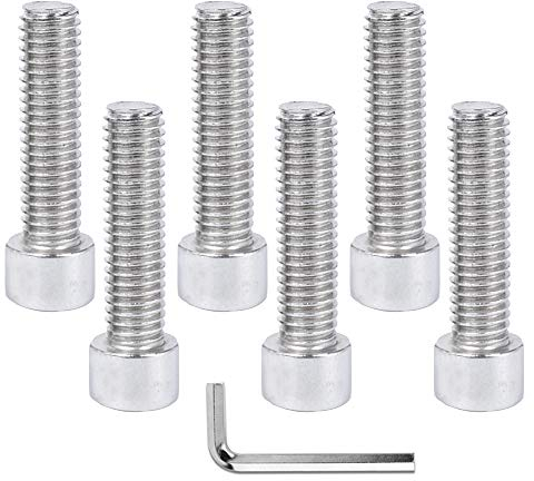 DAZISEN 7Pcs Bicycle Fixing Screw Parts - M5 Road Mountain Bike Handlebar Stem Bottle Cage Bolts Socket Cap Screw Stainless Steel, Silver, (M5x20)*6+Screw Wrench*1