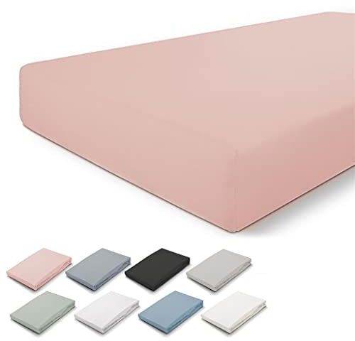 Walra Drap-housse 90 x 220 cm, 100 % coton, Ajustement parfait du matelas, Sensation douce, Infroissable, Vieux rose