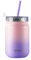 Murmioo trinkbecher mit strohhalm,smoothie flasche,Thermobecher Kaffee to Go,doppelwandig，vakuum isoliert，Strohhalm wiederverwendbar,18/8 Edelstahl,BPA Free 400ml violettfarben/pinkfarben