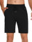 Wayleb Kurze Hosen Herren Sommer Baumwolle Freizeit Shorts Leicht Sport Kurzhose Casual Jogginghose Sweathose mit ReißVerschluss Taschen, Schwarz L