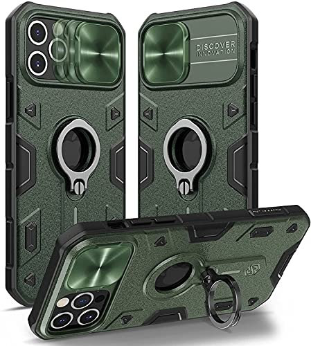 Nillkin Coque pour iphone 12 Pro Max avec Cache Camera & Béquille, TPU + PC Étui de Protection de qualité Militaire pour iphone 12 Pro Max 6.7 (Vert)