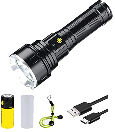 YYHJ Lampe de Poche LED P70 50000 Lumens Ultra Haute luminosité Rechargeable USB IP64 Catastrophe étanche pour Le Camping, la randonnée et l'urgence
