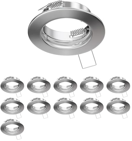 ledscom.de 12 Stück Deckeneinbaurahmen FERE, rund, edelstahl matt