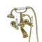 ENKI, Downton, BT0610 Wall Mounted Bath Shower Mixer Tap with White Ceramic Levers English Gold