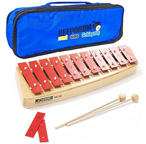 Sonor NG10 NG-10 Glockenspiel Xylophon für Kinder + keepdrum Bag in Blau