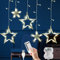 GloBrite Christmas Curtain Lights - 12 Star & 138 LED, 8 Modes - Window Decorations, USB & Battery Powered (Warm White)