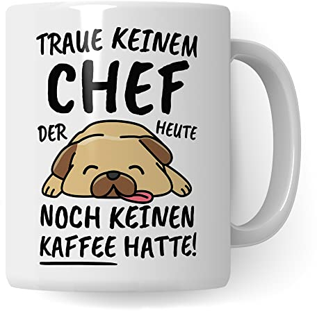 Taza de chef, regalo divertido, regalo de jefe, taza de café con texto en alemán Boss Oberhaupt