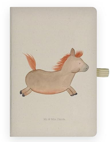 Mr. & Mrs. Panda DIN A4 Baumwoll Notizbuch Pferd Springen - Geschenk, Notizblock, Journal, Pferde, Schreibbuch, Adressbuch, Eintragebuch, Landwirt,