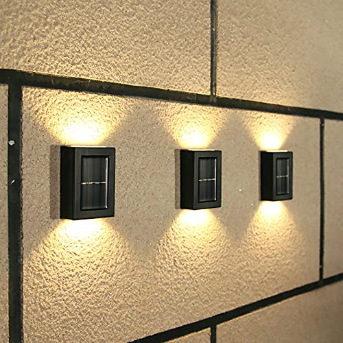 YUNYODA Applique Solari Da Giardino, 4 Pezzi Led Applique Solari Su E Giù Per Illuminazione Decorativa da Parete A Led IP65 Applique Solare Decorative Impermeabili Per Scale da Giardino