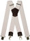 Olata Extra Breite Herren Hosenträger X-Form Metall Clip mit Schwarz Leder – 5 cm. Weiß (Silber Clips)