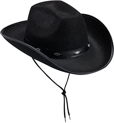 Hut Kinnriemen Leder Unisex Solid Hemming Western Five Nagel Leder Gebogene Krempe Krawatte Modische Cowboyhut La Hüte, Schwarz , Einheitsgröße