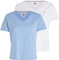 Tommy Jeans Camiseta de Manga Corta para Mujer Slim Cuello de Pico, Multicolor (White / Blue), XS