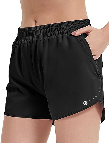 HIFEOS Laufhose Damen Kurz mit Innenslip 2 in 1 Sporthose mit Reißverschlusstasche Sport Shorts Kurze Hose Damen Schnelltrockende Laufshorts Damen für Jogging Gym Tennishose Damen