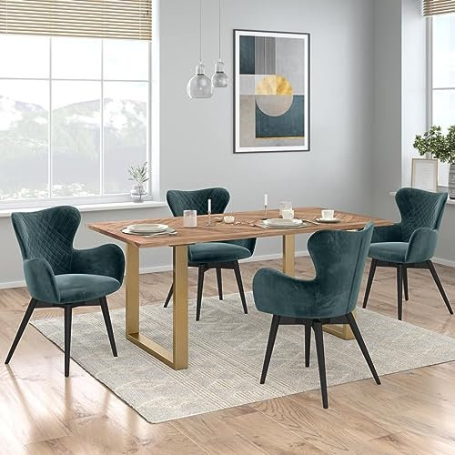 HOMELIV. Pepper Essgruppe 5-TLG. mit Armlehnstuhl, Tisch 180x90 cm, Petrol/Natur, gemütliche Sitzgruppe, EIN Blickfang für Ihren Wohnbereich