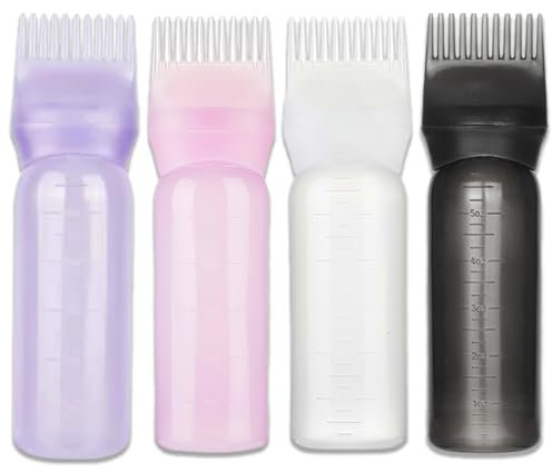 Kit de Aplicación de Tinte para el Cabello 4 Piezas, Botella con Peine para Raíces y Aplicador Profesional, Botellas de Champú con Escala Graduada para Coloración en Casa o Salón