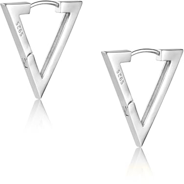 ALEXCRAFT Pendientes Mujer Plata 925 Triángulo Pequeños Regalo para Mujeres Novias Mamás y Niñas