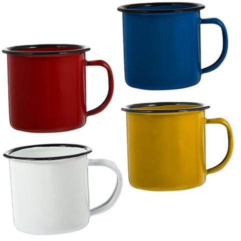 UTHCLO 4Pcs Enamel Drinking Cups Retro Style Household Tea Coffee Mugs for Home Office Camping Outdoor Use Easy to Clean Enamel Water Cups