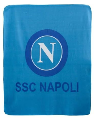 LIGUORO SHOP Decke Napoli, weiches Fleece, blau, Logo, offizielles Fußballprodukt, warm, 130 x 160 cm