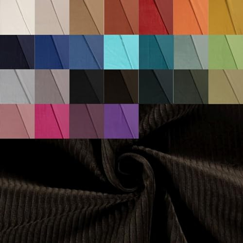 Breitcord Meterware - robuster Cordstoff - weicher Baumwollcord - dicker Rippenstoff - breit gerippt - fester Cord Baumwolle *ab 50 cm, Farbe: 058 dunkelbraun