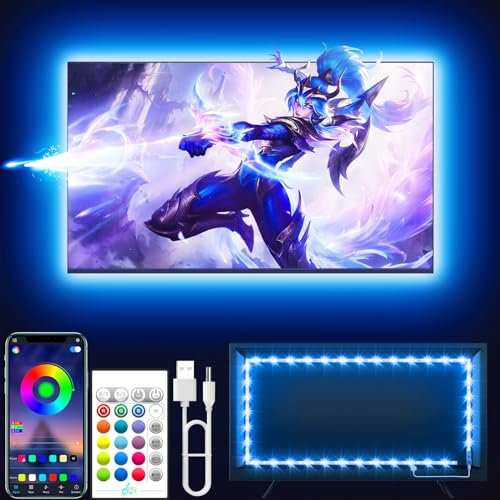 Tyute TV LED Lights, 3M LED Lights for 35-55 Inch TV Behind Lighting, RGB Color Changing TV Backlight with APP & Remote Control, Music Sync USB Strip Light for Bedroom Gaming Room Decor