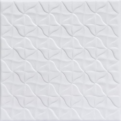 A La Maison Ceilings R55 Granny's Pinwheel Foam Glue-up Ceiling Tile (384 sq. ft./Case), Pack of 144, Ultra Pure White - Satin (Behr)