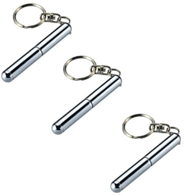 3 Stück silberner einziehbarer Mini-Stift aus Edelstahl, Metall, einziehbarer Taschenstift, Schlüsselanhänger, Vater, Gadgets, Geburtstag, Weihnachten, für Studenten, Büroangestellte, Bauarbeiter,