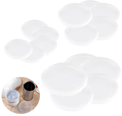 UtySty Confezione da 15 coperchi per lattine per alimenti per animali domestici, in plastica trasparente, per conservare latte in polvere, salsa di pomodoro, fagioli, cani, gatti, lattine per animali