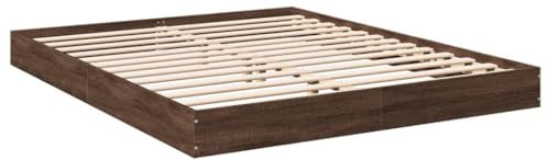 vidaXL Bettgestell, Bett Doppelbett für Schlafzimmer, Bettrahmen mit Lattenrost, Schlafzimmerbett Modernes Design, Braun Eichen-Optik 160x200cm Holzwerkstoff