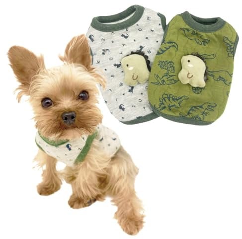 YorkieGogo 2-Piece Tiny Pet Clothes, Ultra Soft Sweater Set for Newborn/Teacup Cats & Dogs (e.g., Chihuahuas, Yorkies), Rabbits, XXXS Shirts (X-Small, Dinosaur)