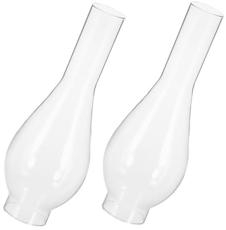 WESIEVYA 2pcs Vintage Glass Oil Lamp Chimney Replacement Clear Kerosene Lamp Shade for DIY Indoor Outdoor Use Easy Installation Windproof Design Antique Decor